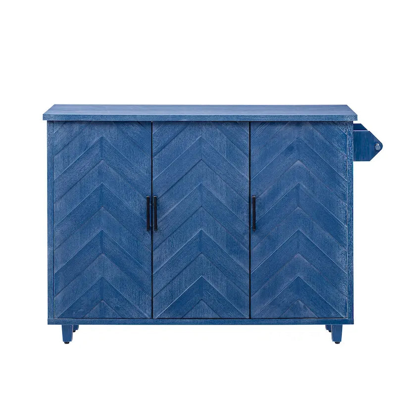 51.2W Kitchen Island with Drop Leaf, Farmhouse Kitchen Island on Wheels with Internal Storage Rack Rolling Kitchen Cart