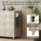 51.2W Kitchen Island with Drop Leaf, Farmhouse Kitchen Island on Wheels with Internal Storage Rack Rolling Kitchen Cart