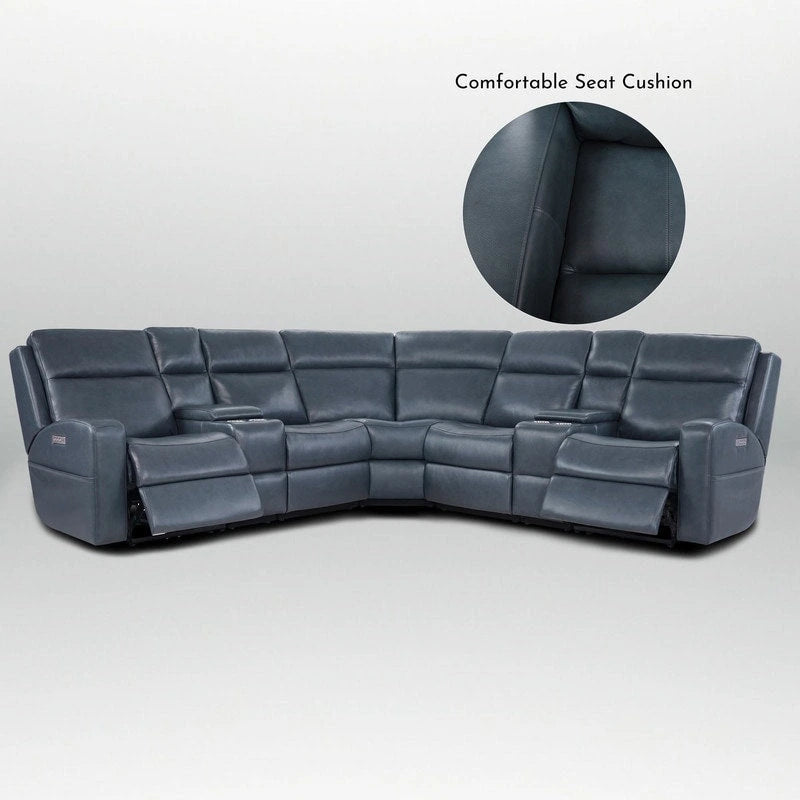 Sectionnel inclinable électrique en cuir véritable 110 W avec rangement et ports USB et USB-C pour salon