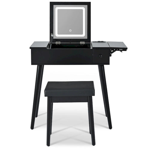 27.9 Makeup Vanity Desk with Flip Top Mirror and LED Light