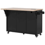 Kitchen Storage Island on Wheels with Drop Leaf & Power Outlet, 56.5 Kitchen Island with 4 Doors , 5 Deep Drawers