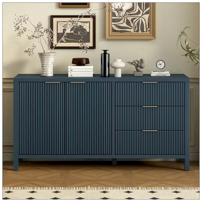 Minimalist Wave-Pattern Sideboard with Functional Storage