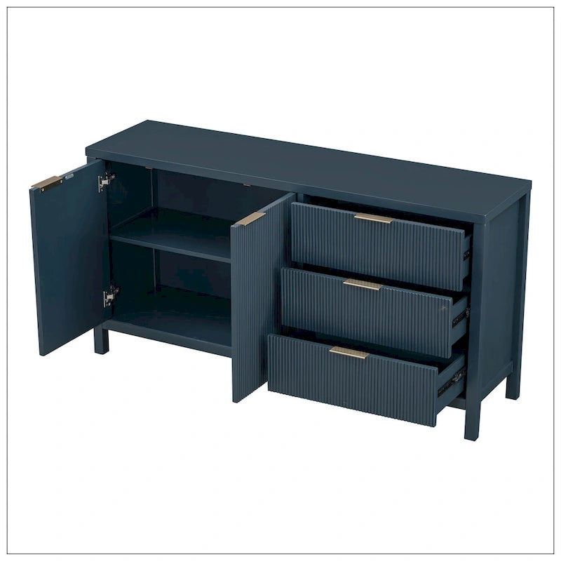 Minimalist Wave-Pattern Sideboard with Functional Storage