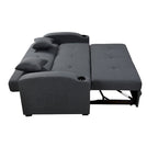 Canapé moderne convertible 3 en 1 Roomfitters 75 pouces avec lit gigogne pratique, dossier inclinable, porte-gobelets, oreillers