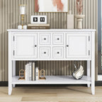 Buffet console de table blanc à 4 tiroirs avec étagère inférieure