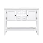 Buffet console de table blanc à 4 tiroirs avec étagère inférieure