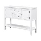 Buffet console de table blanc à 4 tiroirs avec étagère inférieure