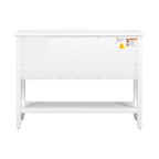 Buffet console de table blanc à 4 tiroirs avec étagère inférieure