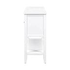 Buffet console de table blanc à 4 tiroirs avec étagère inférieure