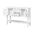 Buffet console de table blanc à 4 tiroirs avec étagère inférieure
