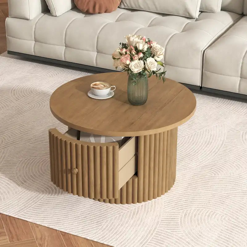 Round Coffee Table 30.5" with Drawer