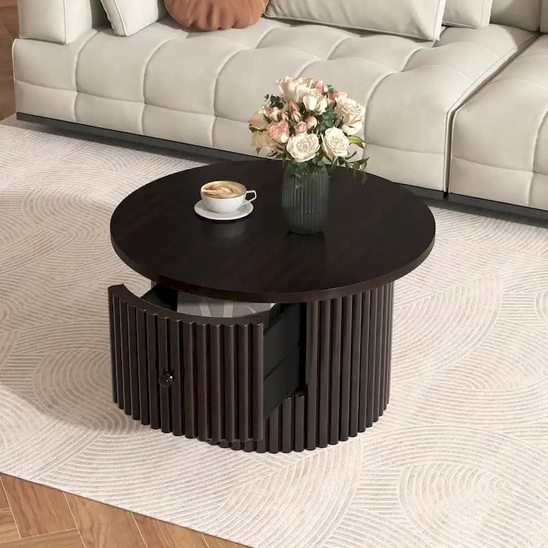 30.5 MDF Coffee Table with Drawer & Slat Base