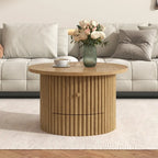 Table basse en MDF de 77,5 cm avec tiroir et base à lattes