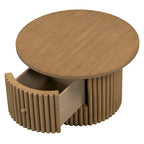 Table basse en MDF de 77,5 cm avec tiroir et base à lattes