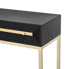 45.5 MDF Retro Console Table with Gold Accents, 2 Storage Drawers and Geometric Design