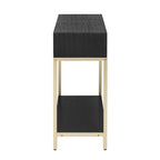45.5 MDF Retro Console Table with Gold Accents, 2 Storage Drawers and Geometric Design