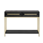 45.5 MDF Retro Console Table with Gold Accents, 2 Storage Drawers and Geometric Design