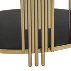 Table basse en verre trempé de 31,5 po avec motif métallique asymétrique et étagère inférieure