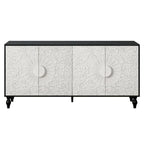 63 Accent TV Stand with Carved Doors & Wood Legs for Living Room