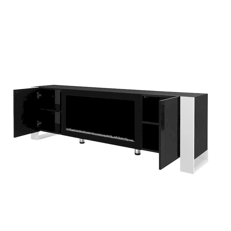 Modern 68.1 Fireplace TV Stand with 2 Large Cabinets for TVs up to 78