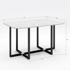 Modern 7-Piece Dining Set with Rectangular Marble Table & 6 Upholstered Chairs