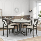 Ensemble de salle à manger moderne 5 pièces en bois avec table ronde et chaises
