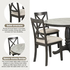 Ensemble de salle à manger moderne 5 pièces en bois avec table ronde et chaises