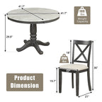 Ensemble de salle à manger moderne 5 pièces en bois avec table ronde et chaises