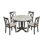 Ensemble de salle à manger moderne 5 pièces en bois avec table ronde et chaises