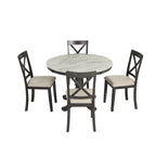 Ensemble de salle à manger moderne 5 pièces en bois avec table ronde et chaises