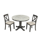 Ensemble de salle à manger moderne 5 pièces en bois avec table ronde et chaises