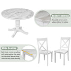 Ensemble de salle à manger moderne 5 pièces en bois avec table ronde et chaises