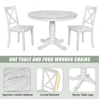 Ensemble de salle à manger moderne 5 pièces en bois avec table ronde et chaises