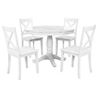 Ensemble de salle à manger moderne 5 pièces en bois avec table ronde et chaises