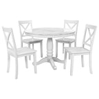 Ensemble de salle à manger moderne 5 pièces en bois avec table ronde et chaises