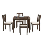 Ensemble de salle à manger moderne 5 pièces avec table carrée et 4 chaises rembourrées à dossier à lattes