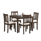 Ensemble de salle à manger moderne 5 pièces avec table carrée et 4 chaises rembourrées à dossier à lattes