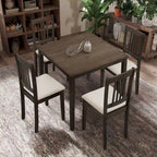 Ensemble de salle à manger moderne 5 pièces avec table carrée et 4 chaises rembourrées à dossier à lattes