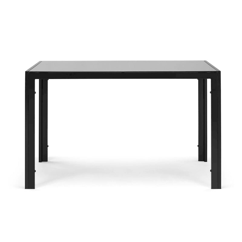 Modern 5-Piece Dining Set with Rectangular Tempered Glass Table & 4 High Back Upholstered Chairs