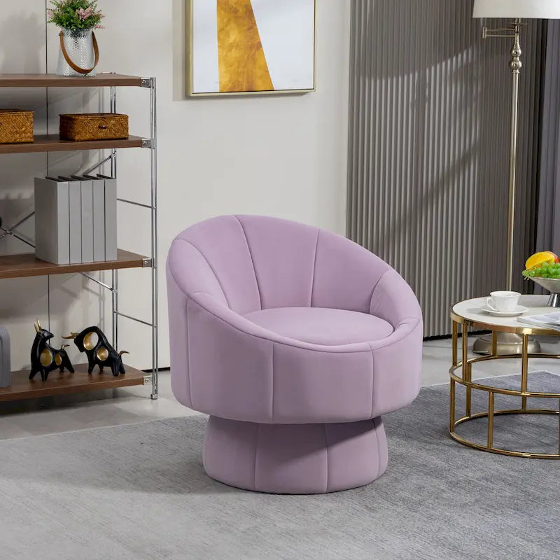 Modern 28.75 Velvet Upholstered 360 Swivel Accent Chair with Wood Frame and Waist Cushion