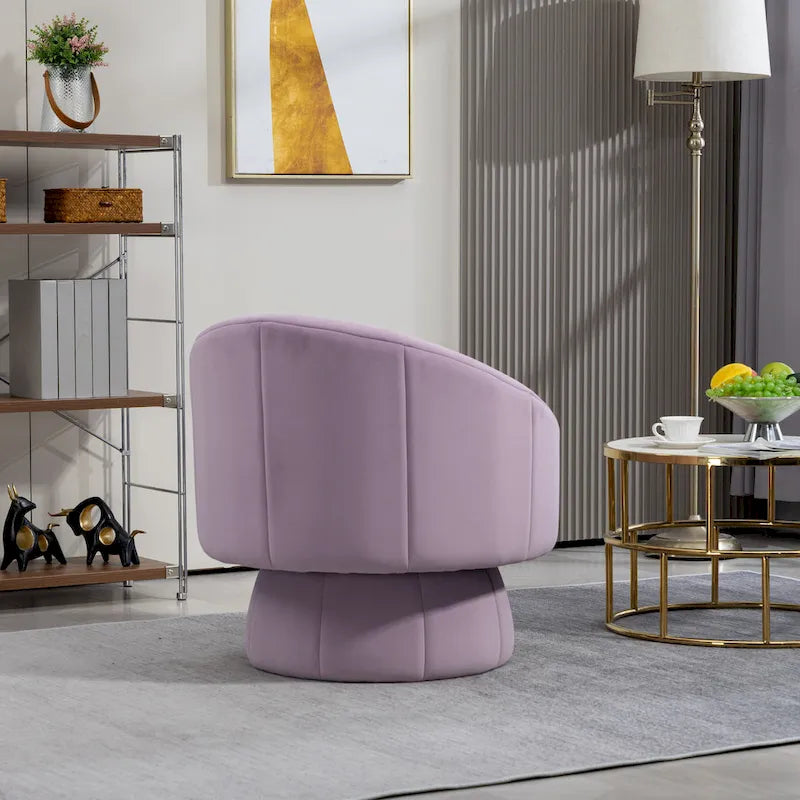 Fauteuil d'appoint pivotant à 360° en velours capitonné de 73 cm avec cadre en bois et coussin lombaire