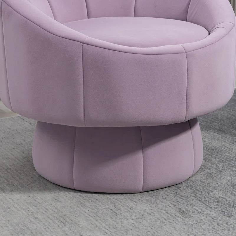 Fauteuil d'appoint pivotant à 360° en velours capitonné de 73 cm avec cadre en bois et coussin lombaire