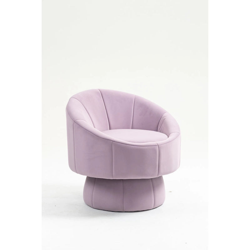 Fauteuil d'appoint pivotant à 360° en velours capitonné de 73 cm avec cadre en bois et coussin lombaire