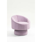 Fauteuil d'appoint pivotant à 360° en velours capitonné de 73 cm avec cadre en bois et coussin lombaire