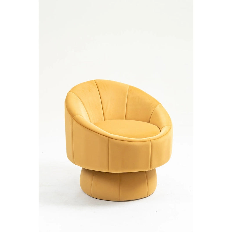 Fauteuil d'appoint pivotant à 360° en velours capitonné de 73 cm avec cadre en bois et coussin lombaire