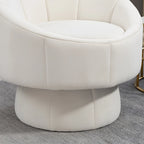 Fauteuil d'appoint pivotant à 360° en velours capitonné de 73 cm avec cadre en bois et coussin lombaire