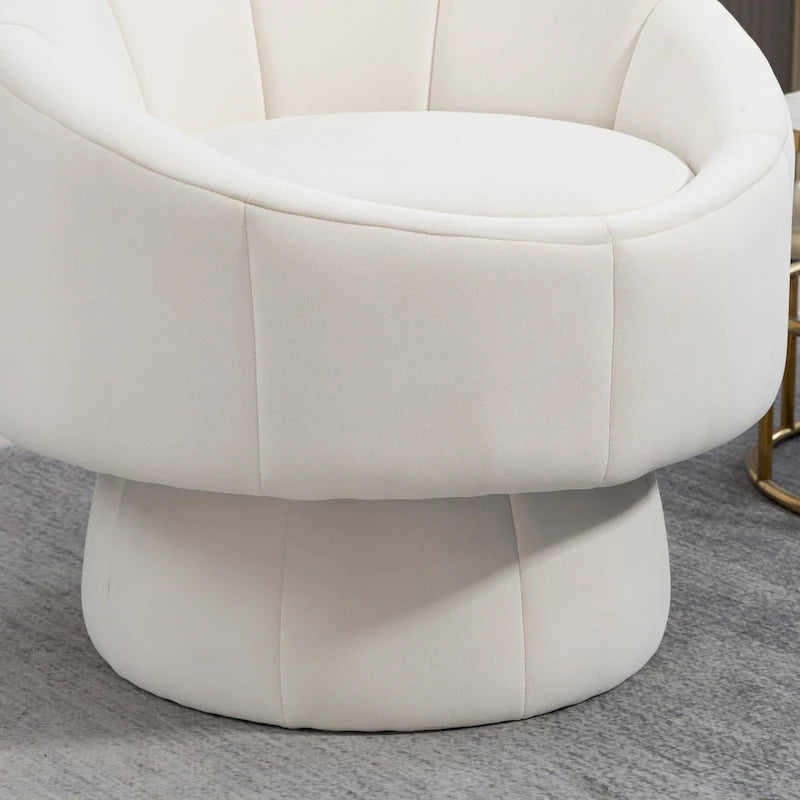 Fauteuil d'appoint pivotant à 360° en velours capitonné de 73 cm avec cadre en bois et coussin lombaire