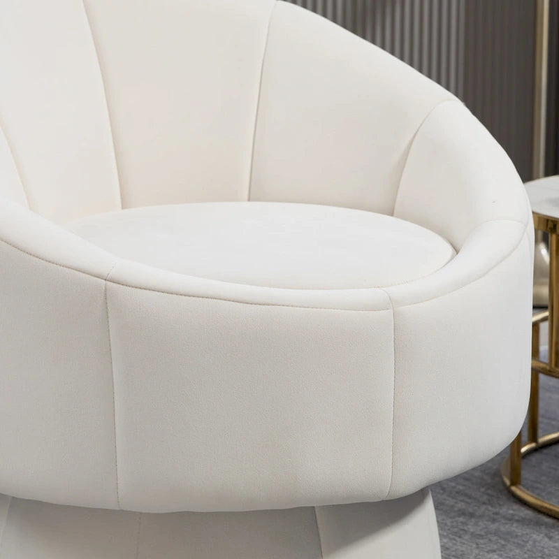 Fauteuil d'appoint pivotant à 360° en velours capitonné de 73 cm avec cadre en bois et coussin lombaire