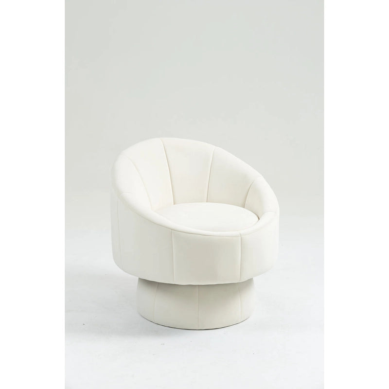 Fauteuil d'appoint pivotant à 360° en velours capitonné de 73 cm avec cadre en bois et coussin lombaire