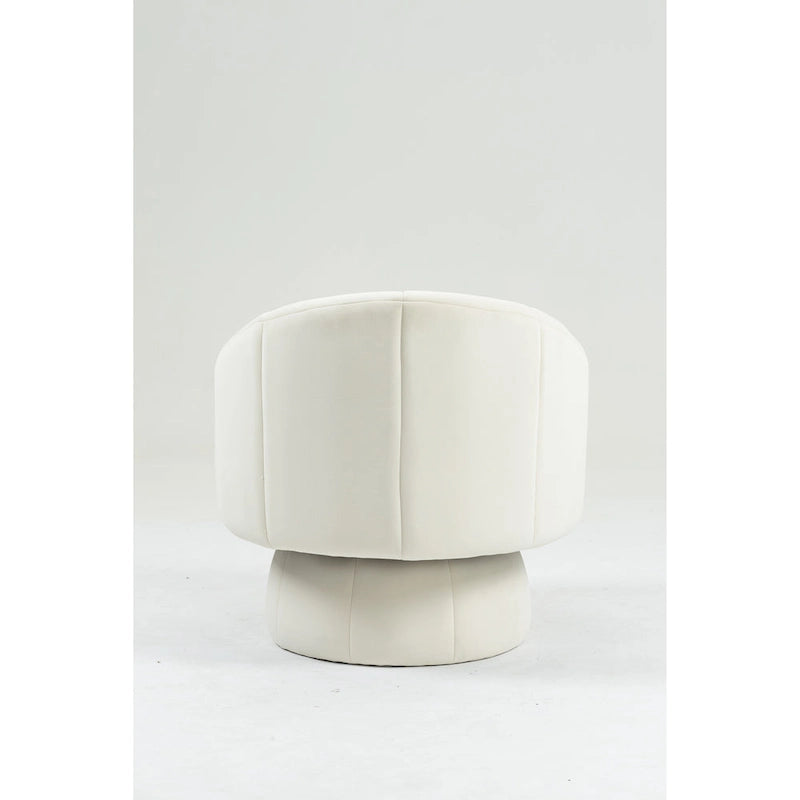 Fauteuil d'appoint pivotant à 360° en velours capitonné de 73 cm avec cadre en bois et coussin lombaire